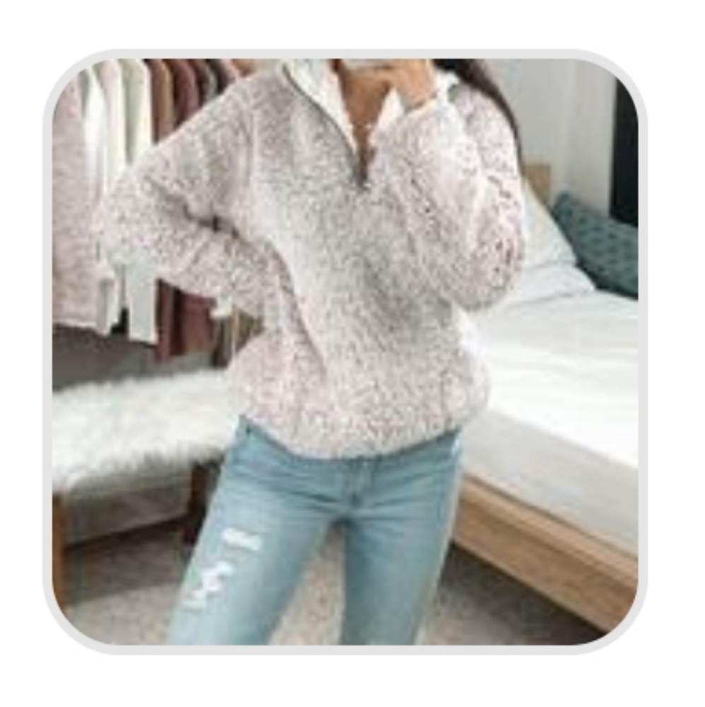 Pink sherpa quarter zip pullover
